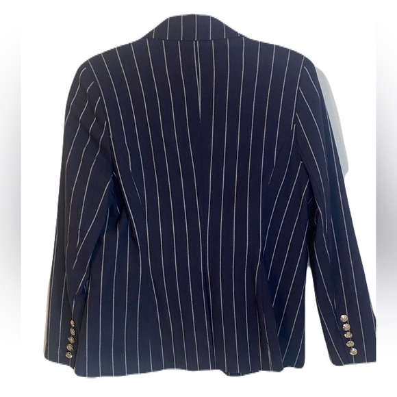 Classic Blue & White Double Breast Pinstriped Blazer - Medium - Picture 3 of 9